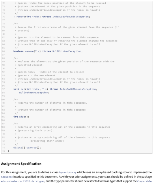 Solved dynamic array In Java Language. Use interface and | Chegg.com