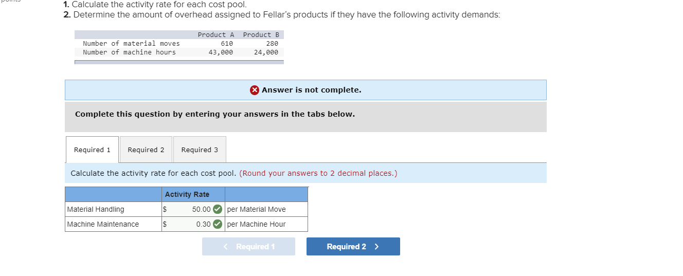Solved Fellar Corp. has identified the following
