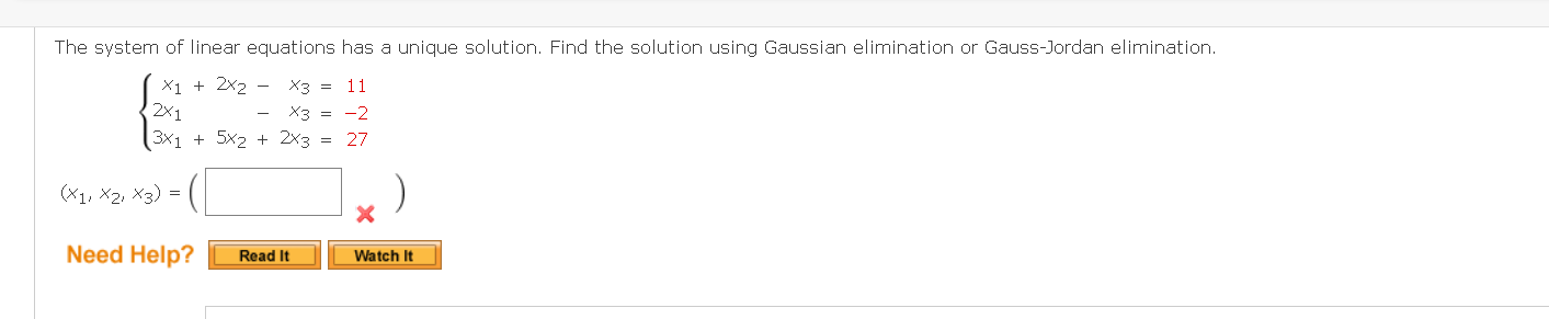 Solved The system of linear equations has a unique solution. | Chegg.com