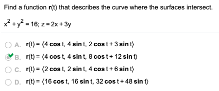 Solved Find a function r(t) that describes the curve where | Chegg.com