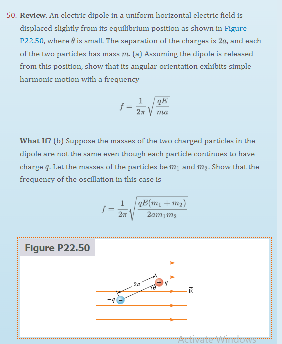 Solved 50. Review. An electric dipole in a uniform | Chegg.com