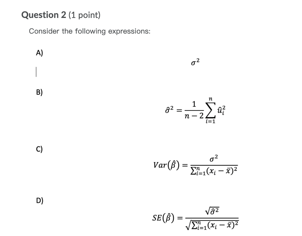 Solved Question 1 (1 point) Consider the following | Chegg.com