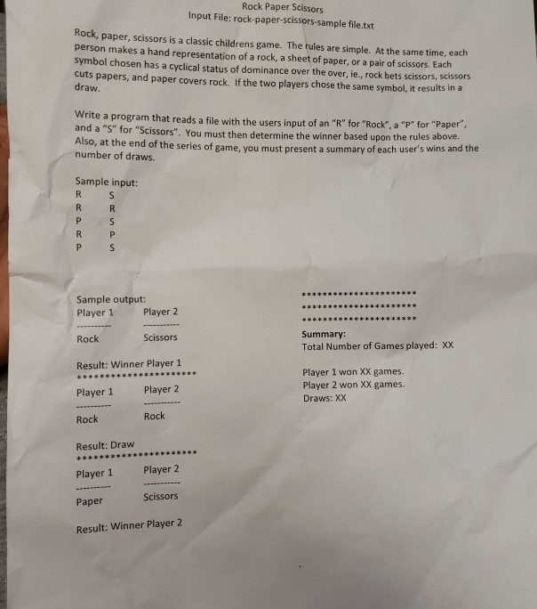 Solved C++ Rock Paper Scissors I need to be made with | Chegg.com