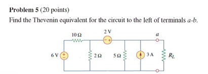 Solved Problem 5 (20 points) Find the Thevenin equivalent | Chegg.com
