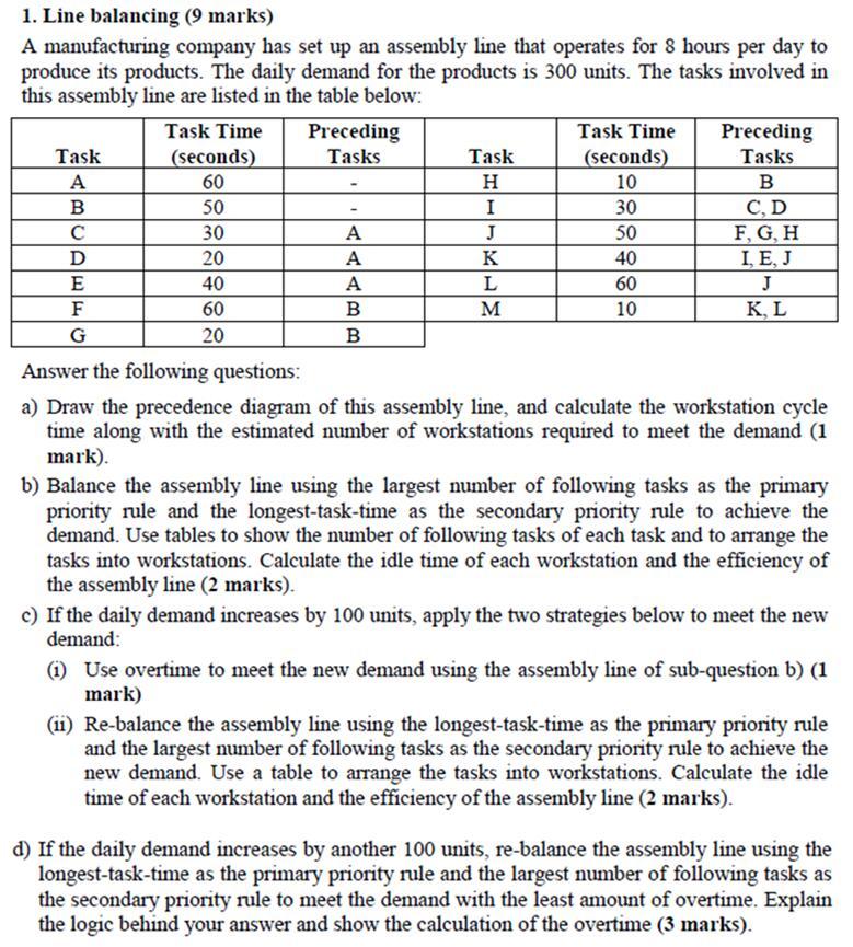 solved-1-line-balancing-9-marks-a-manufacturing-company-chegg