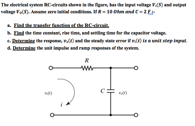 Solved The electrical system RC-circuits shown in the | Chegg.com