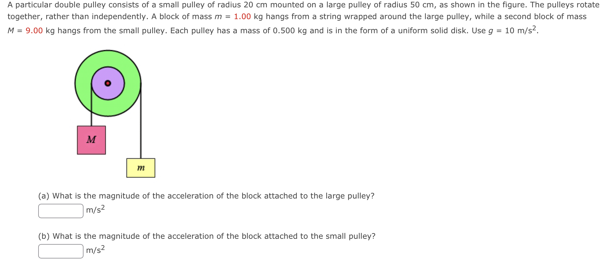 Solved A particular double pulley consists of a small pulley
