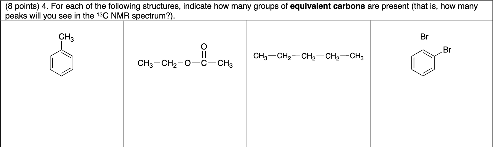Solved (8 points) 4. For each of the following structures, | Chegg.com