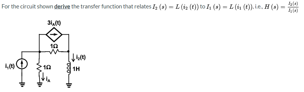 Solved For the circuit shown derive the transfer function | Chegg.com