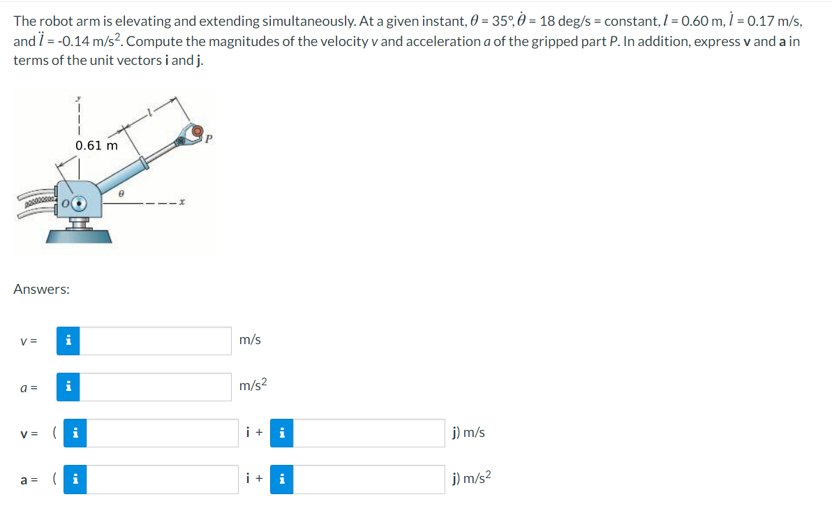 Solved The Robot Arm Is Elevating And Extending Chegg Com