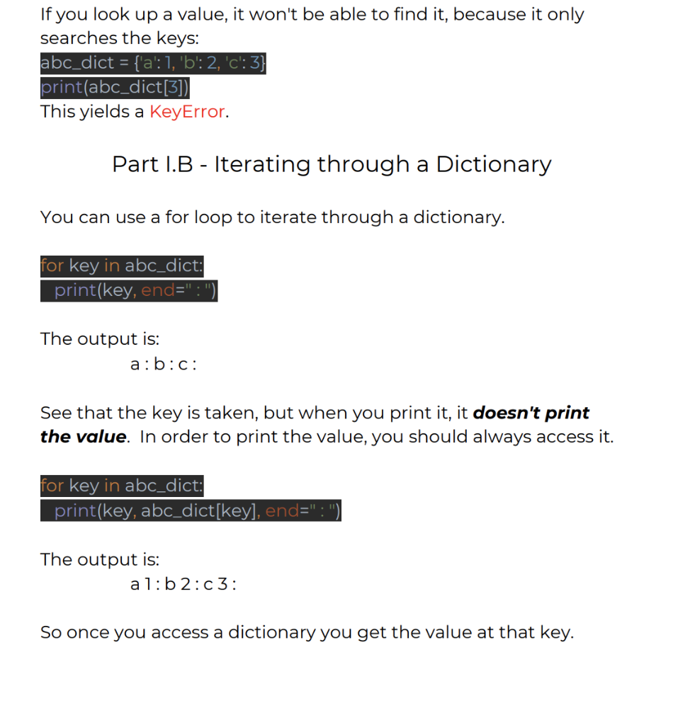 Solved Part 1 - Review of A dictionary in | Chegg.com