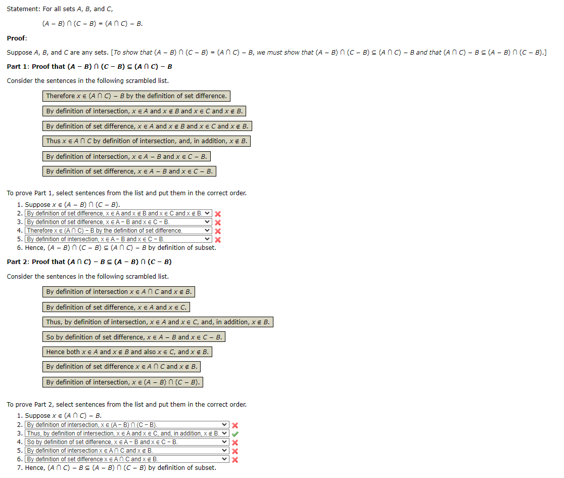 Solved Statement: For All Sets A,B, And C, | Chegg.com