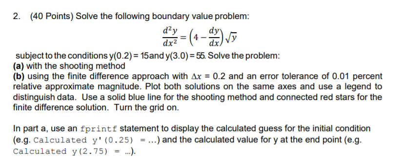 Solved 2. (40 Points) Solve the following boundary value | Chegg.com