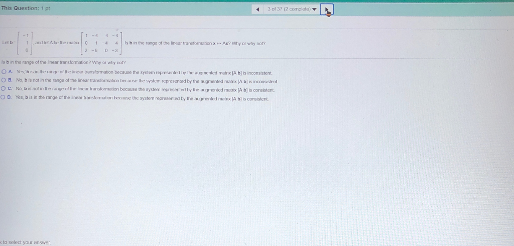 Solved This Question 1 Pt 3 Of 37 2 Complete 4 Let B 1 1 Chegg Com   Phpi3BYKN 