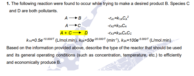 Solved 1. The following reaction were found to occur while | Chegg.com