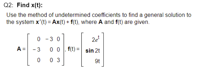 Solved Use the method of undetermined coefficients to find a | Chegg.com