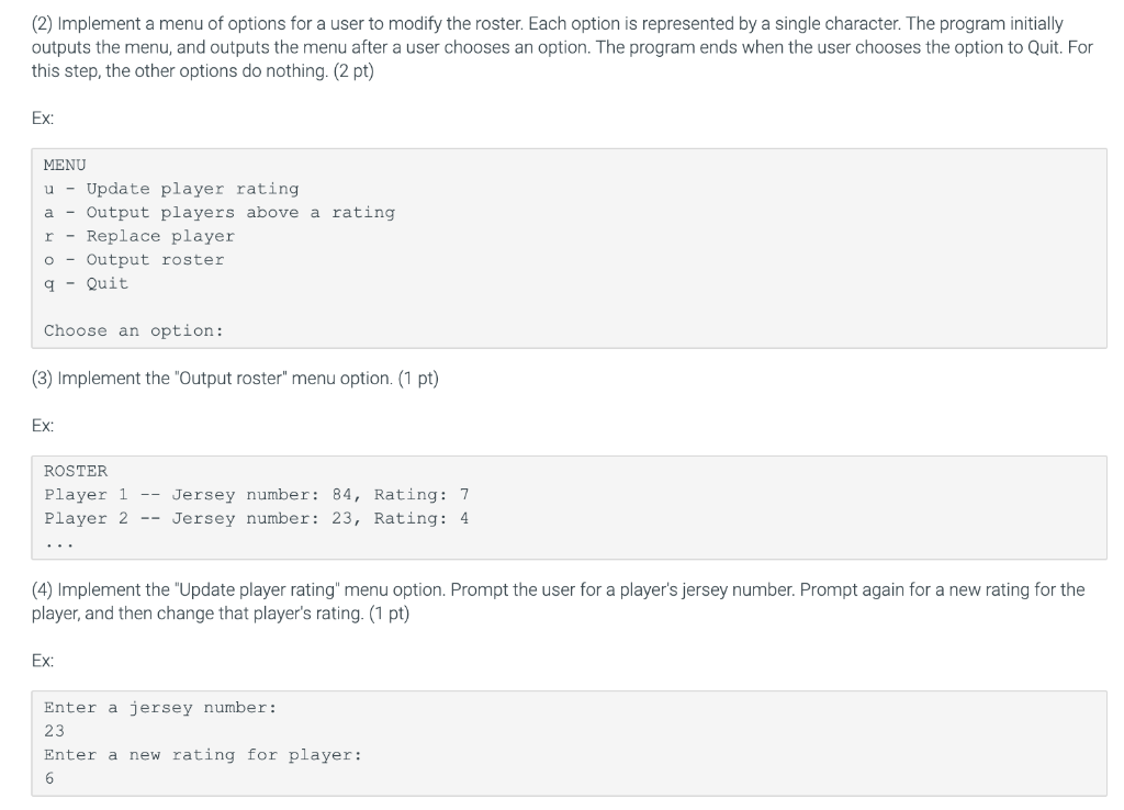 Solved 5.30 LAB*: Program: Soccer team roster This program | Chegg.com