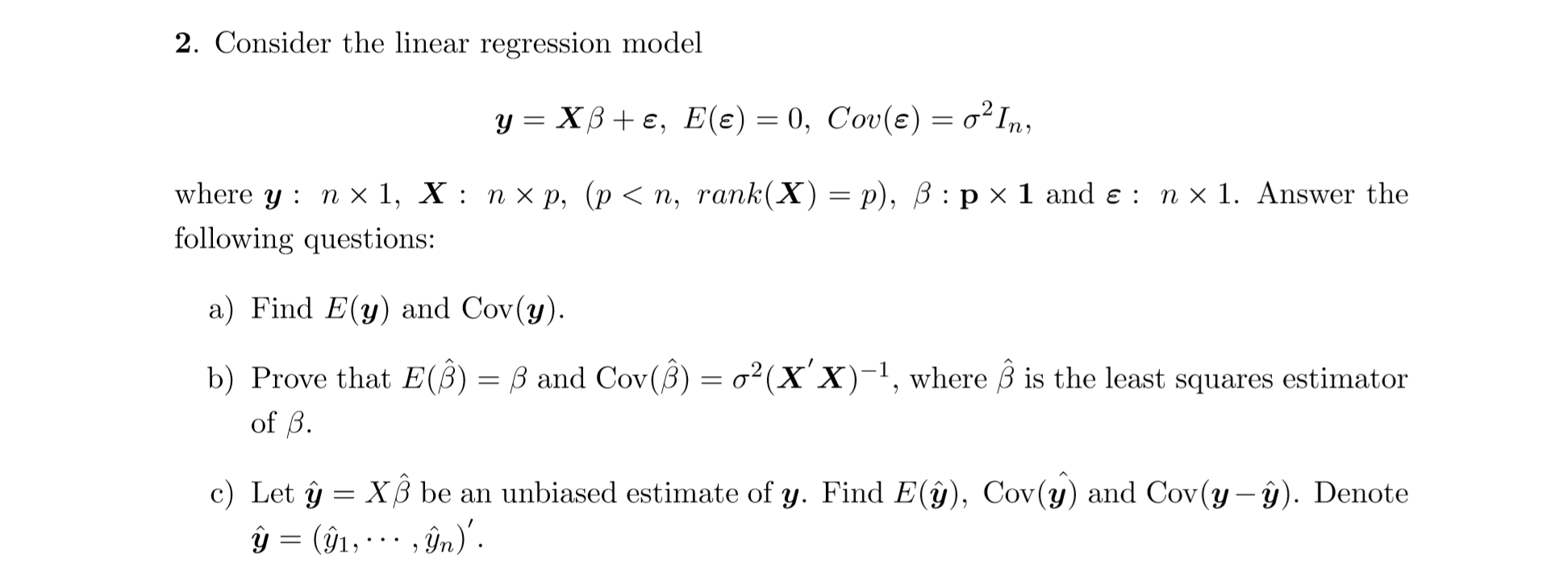 Solved 2 Consider The Linear Regression Model Y X5 Chegg Com