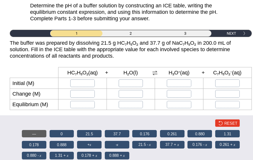 Solved Determine the pH of a buffer solution by constructing | Chegg.com
