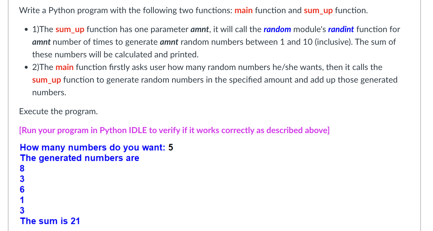 Solved Write a Python program with the following two | Chegg.com