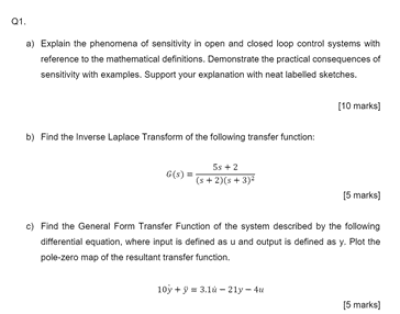 Solved 01. a) Explain the phenomena of sensitivity in open | Chegg.com