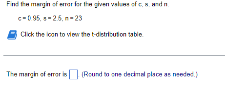 Solved Find The Margin Of Error For The Given Values Of C, | Chegg.com