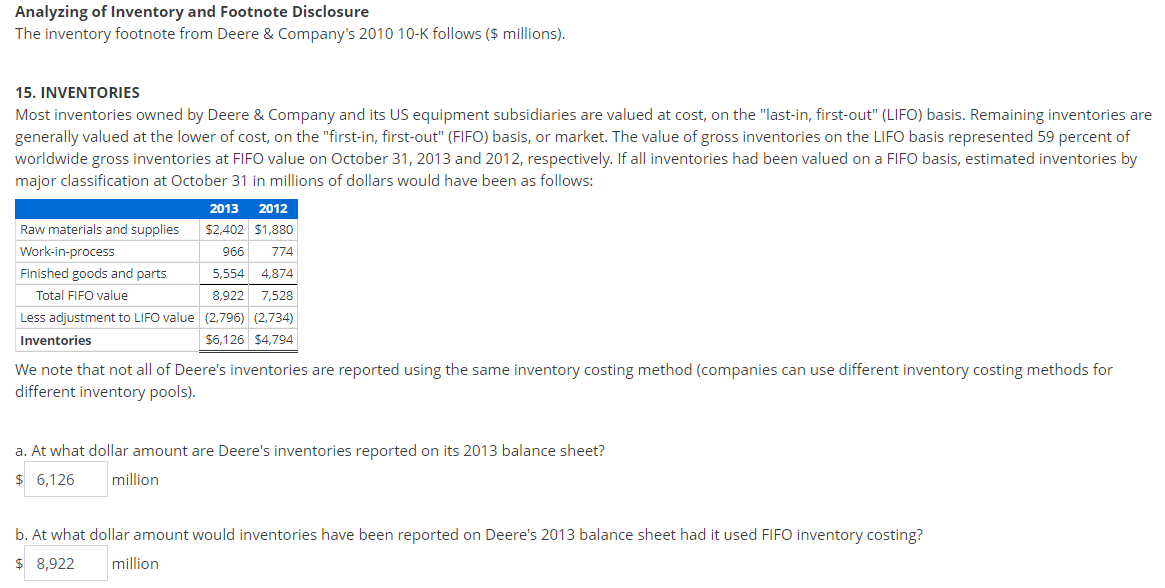 Analyzing of Inventory and Footnote Disclosure The