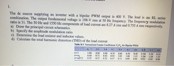 Solved The Dc Source Supplying An Inverter With A Bipolar | Chegg.com