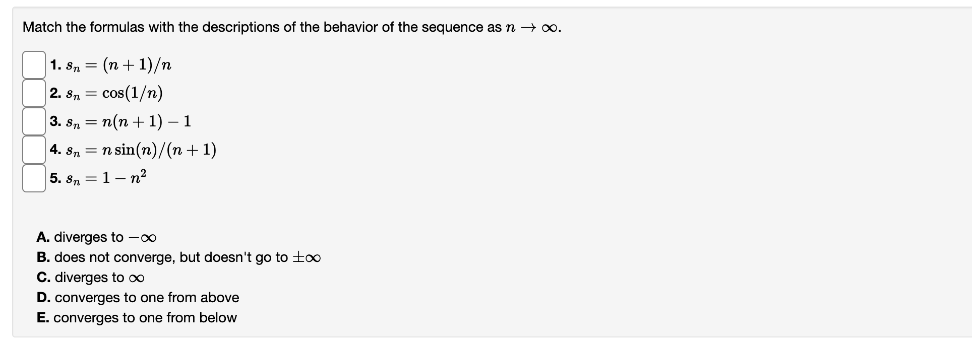 Solved Match the formulas with the descriptions of the | Chegg.com