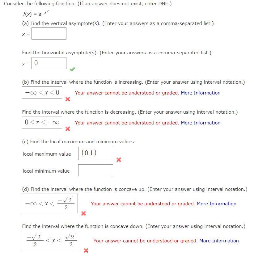 Solved Consider the following function. (If an answer does | Chegg.com