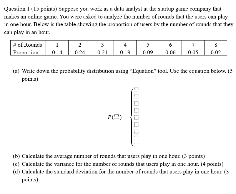 Solved Question 1 (15 ﻿points) ﻿Suppose you work as a data | Chegg.com