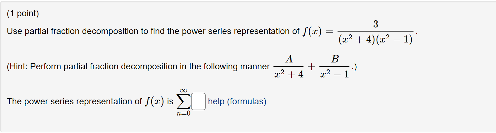 Solved (1 point) Use partial fraction decomposition to find | Chegg.com ...