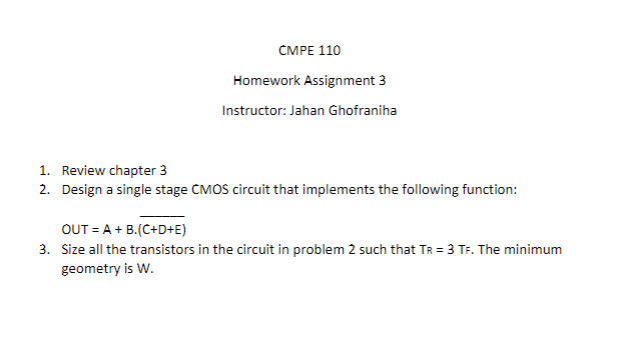 CMPE 110 Homework Assignment 3 Instructor: Jahan | Chegg.com