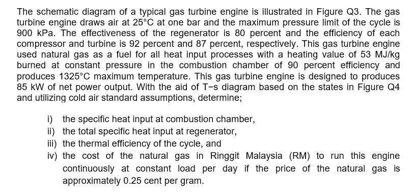 Solved The schematic diagram of a typical gas turbine engine | Chegg.com