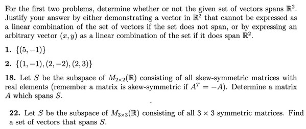 Solved For the first two problems, determine whether or not | Chegg.com