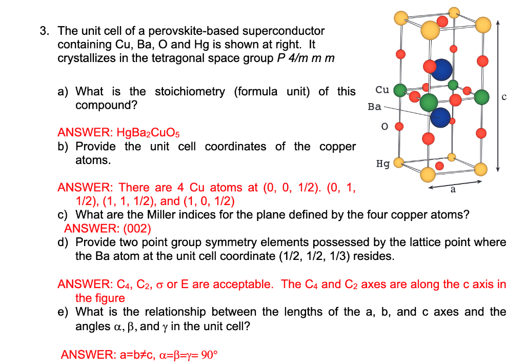 Solved 3. The unit cell of a perovskite-based superconductor | Chegg.com