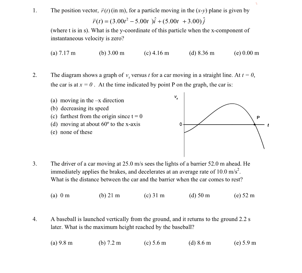 Solved 1 The Position Vector F T In M For A Particl Chegg Com