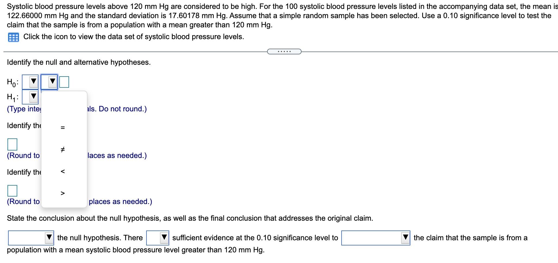 Solved Systolic Blood Pressure Levels Above 120 Mm Hg Are Chegg