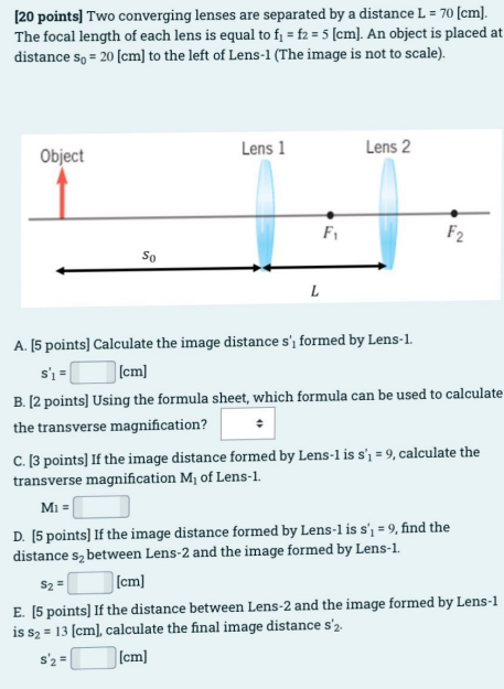 Solved [20 points) Two converging lenses are separated by a | Chegg.com