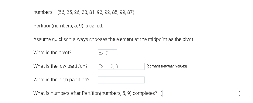 Solved numbers =(56,25,26,28,81,93,92,85,99,87) | Chegg.com
