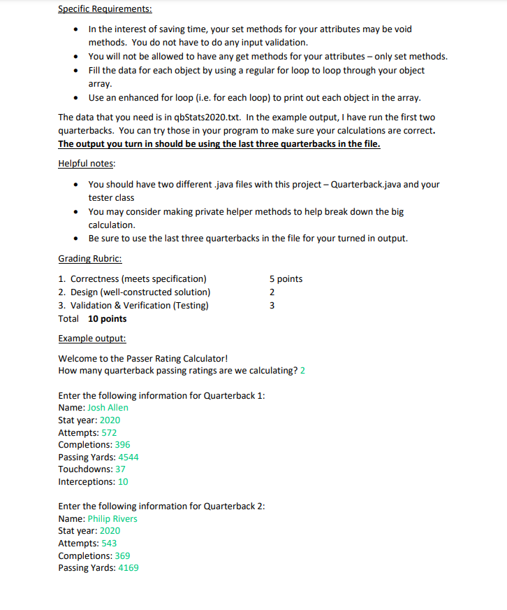 Passer Rating Calculator