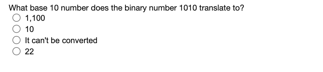 Solved What base 10 number does the binary number 1010 | Chegg.com