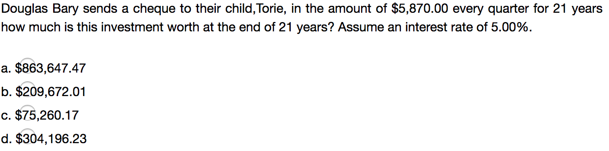 Solved Douglas Bary sends a cheque to their child, Torie, in | Chegg.com