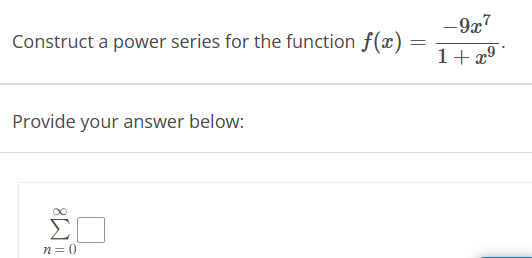 Solved Construct a power series for the function | Chegg.com