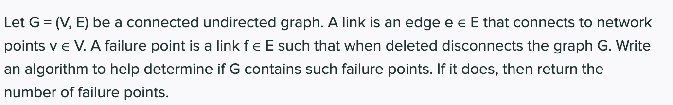 Solved Let G = (V, E) be a connected undirected graph. A | Chegg.com