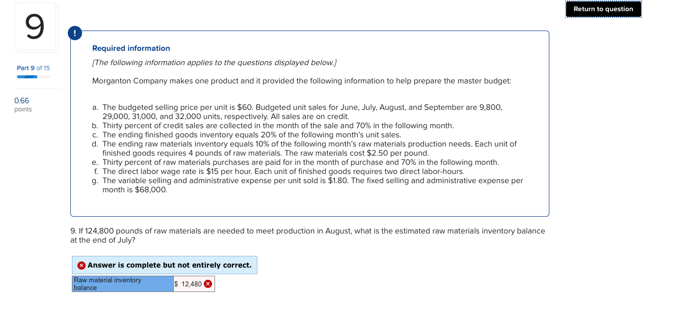 Solved If 124,800 pounds of raw materials are needed to meet