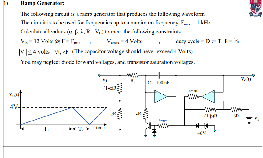 Solved Ramp Generator:The following circuit is a ramp | Chegg.com