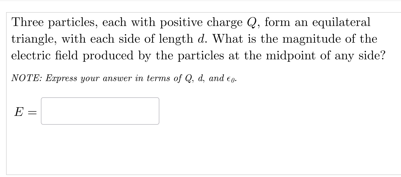 Solved Three Particles, Each With Positive Charge Q, ﻿form | Chegg.com