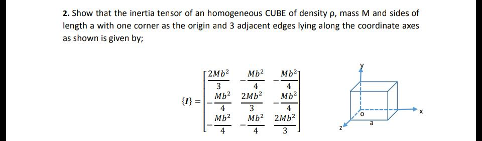 Solved 2. Show that the inertia tensor of an homogeneous | Chegg.com