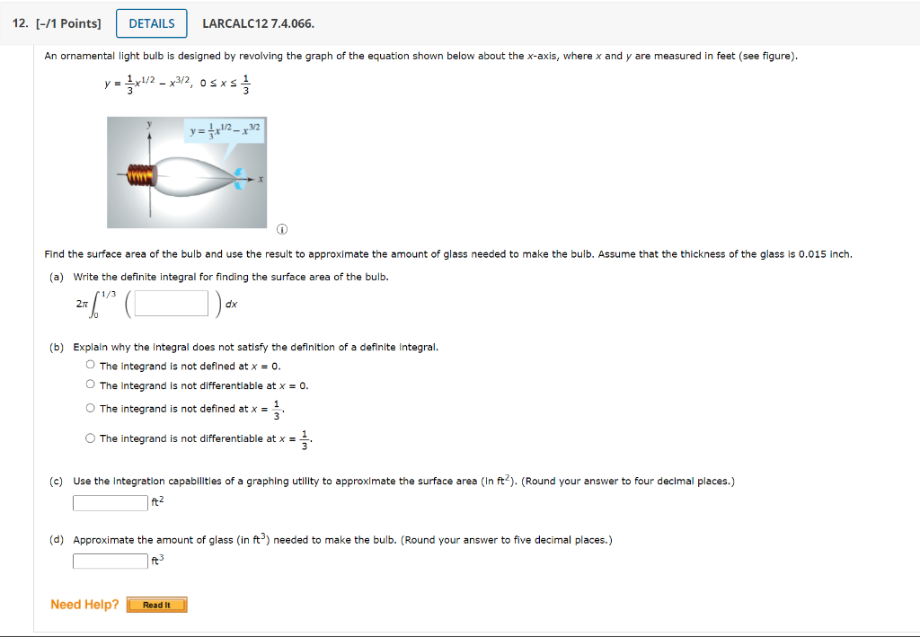 Solved An ornamental light bulb is designed by revolving the